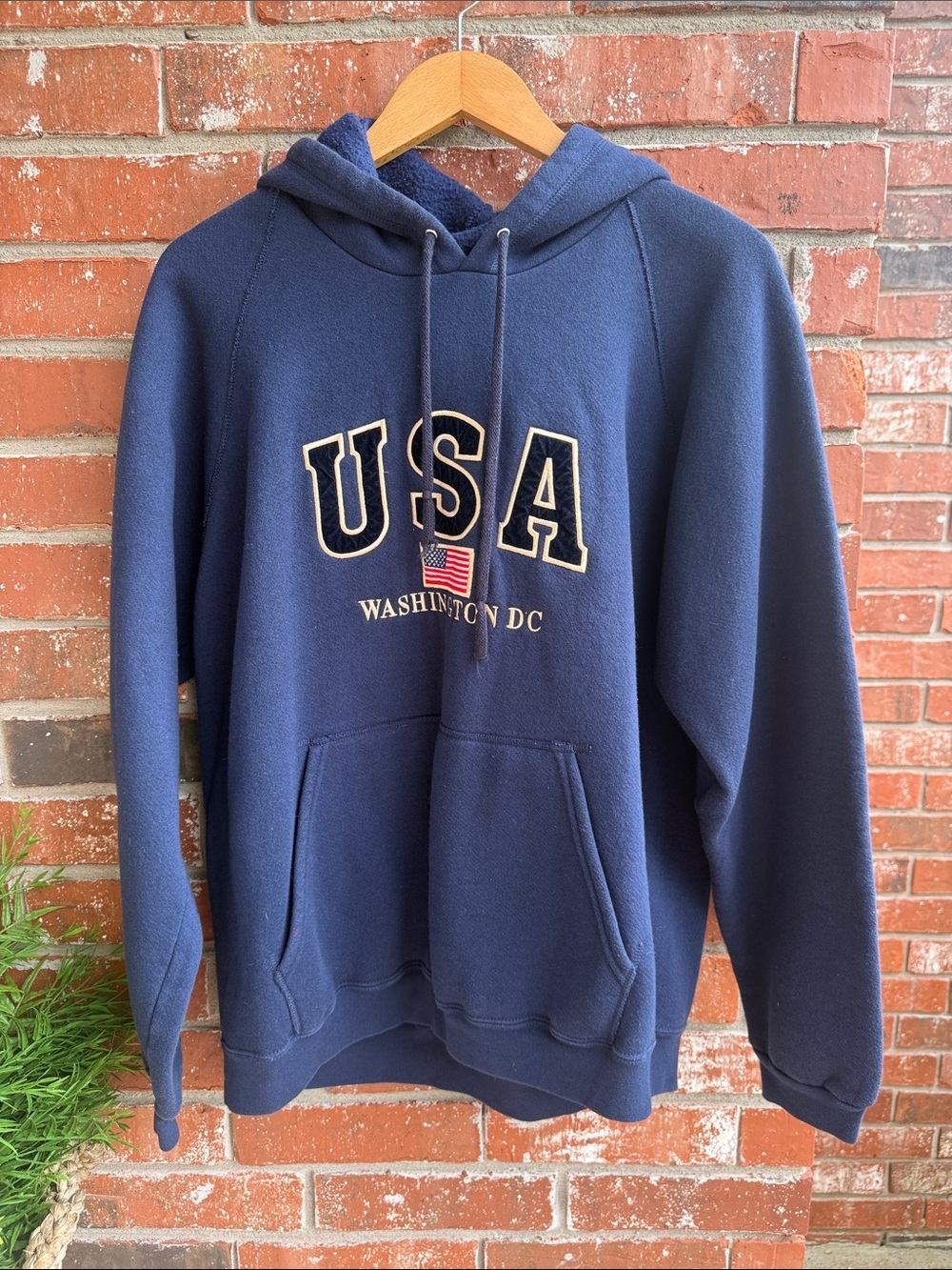 Navy Blue Embroidered USA Hoodie